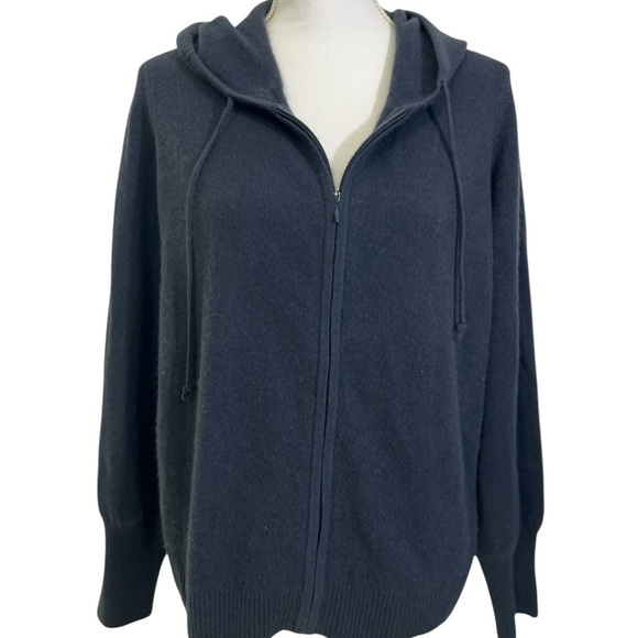 Orvis Women’s Medium Blank Soft Cashmere Gray Knit Full Zip Hoodie Sweater - Picture 1 of 10